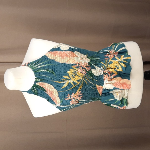Patrons of Peace green tropical stretchy summer halter top, size small - Picture 1 of 7